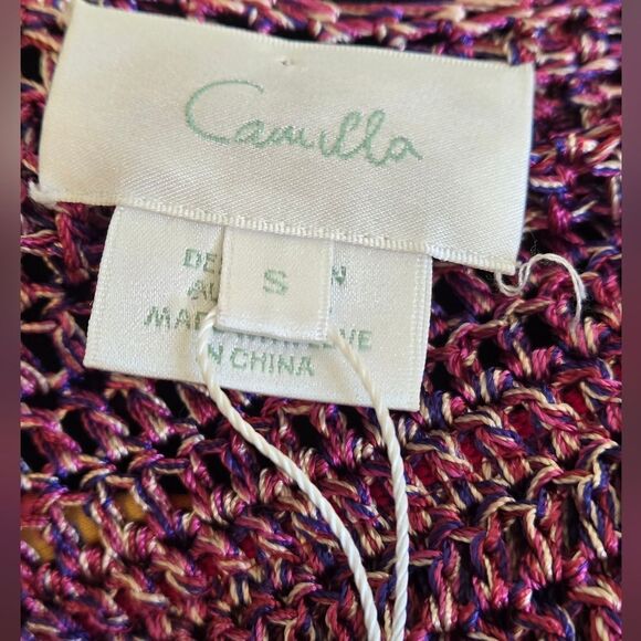 Camilla Pink Fringe Crochet Layering Piece Fringe Cardigan NWT - Picture 8 of 10